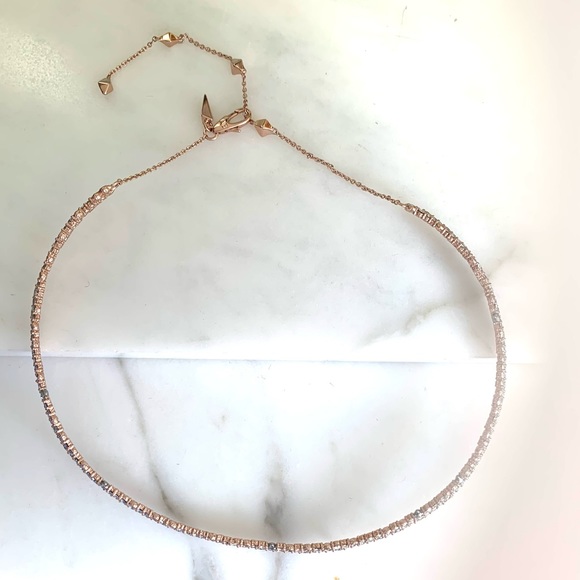 Alexis Bittar Rose Gold Crystal Encrusted Spiked thorny Lace Choker Necklace - Picture 10 of 12